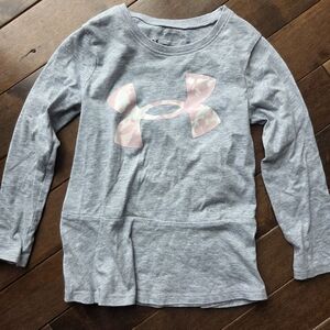 Under Armour Kids Gray and Pink Long Sleeve Tee